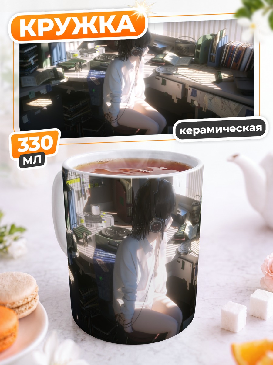 Кружка керамическая Лэйн Ивакура за столом