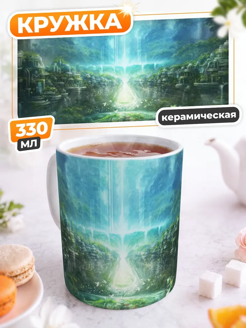 Кружка керамическая Сказочный город в лесу