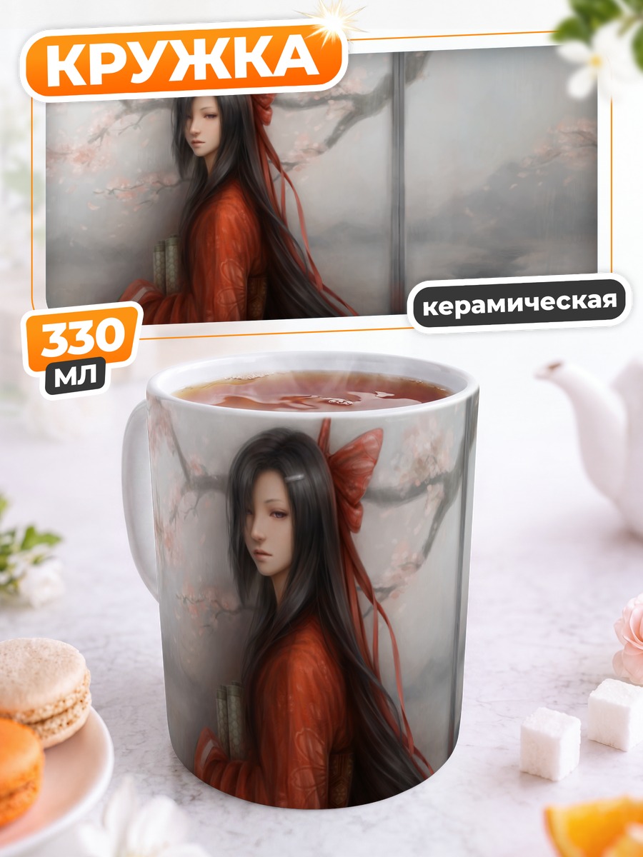 Кружка керамическая Цубаки Касугано в кимоно