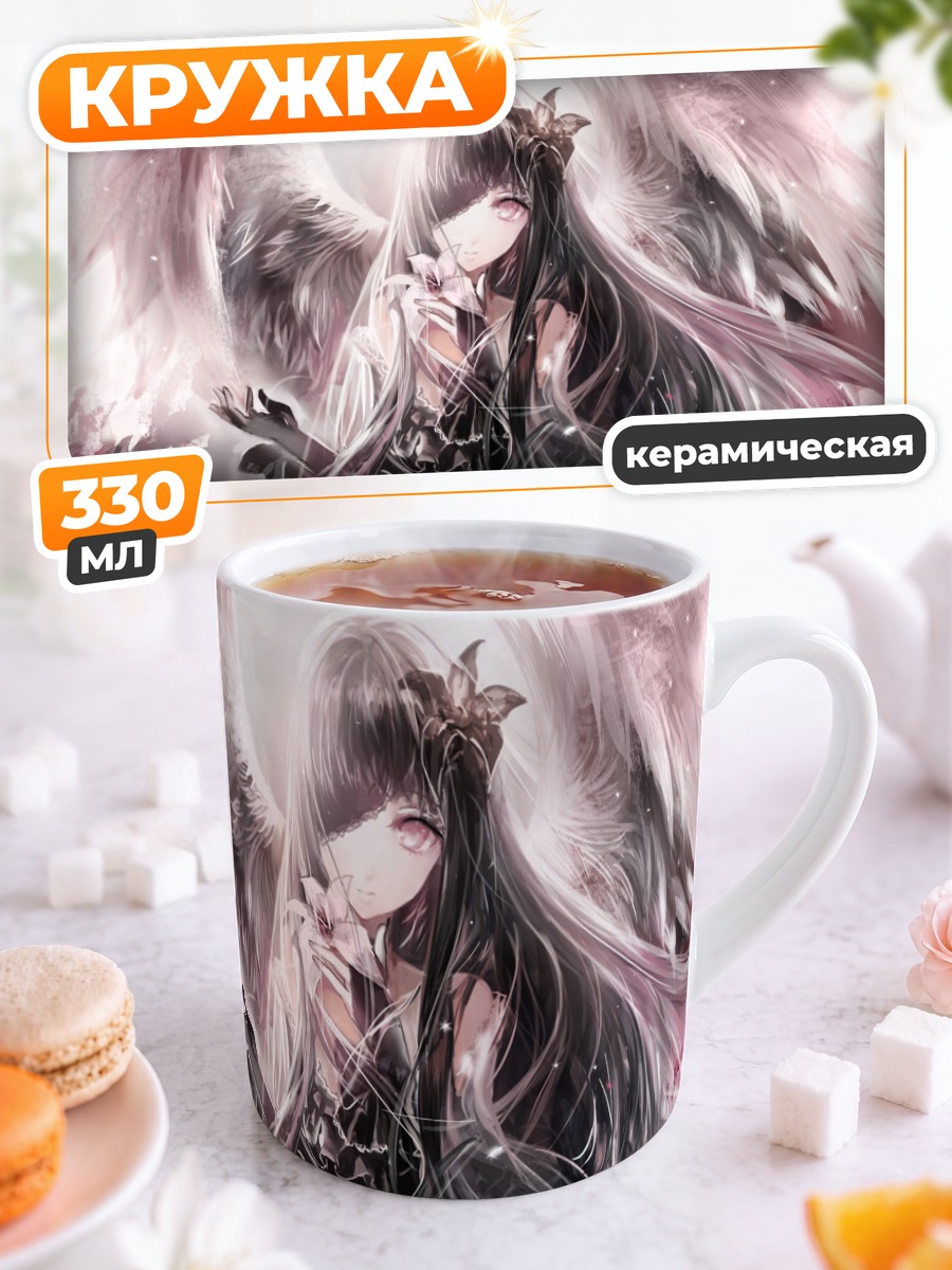 Кружка керамическая Ангел в цветах