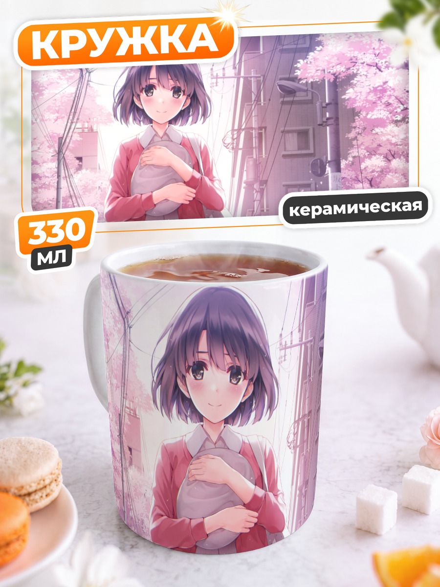 Кружка керамическая Мегуми Като в сакуре