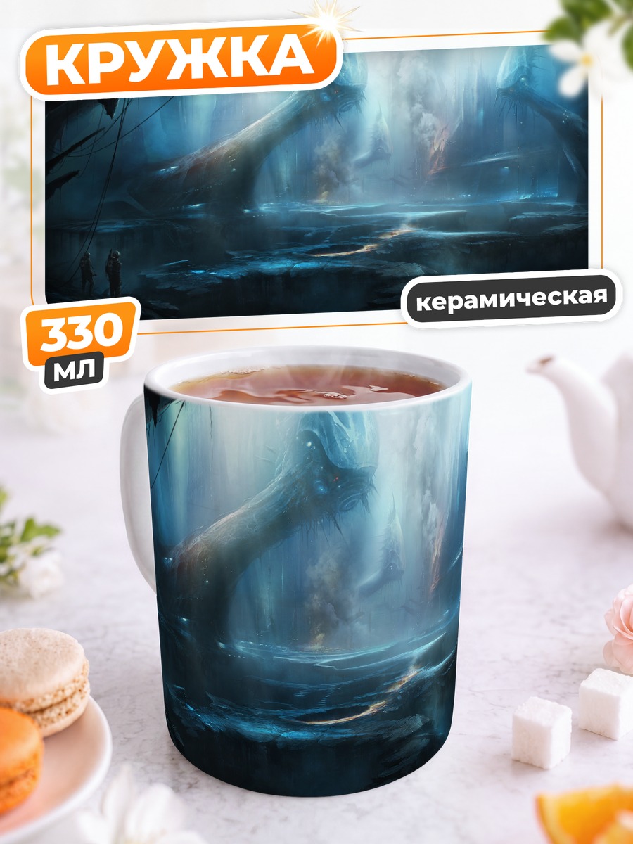 Кружка керамическая Синее пламя пейзажа