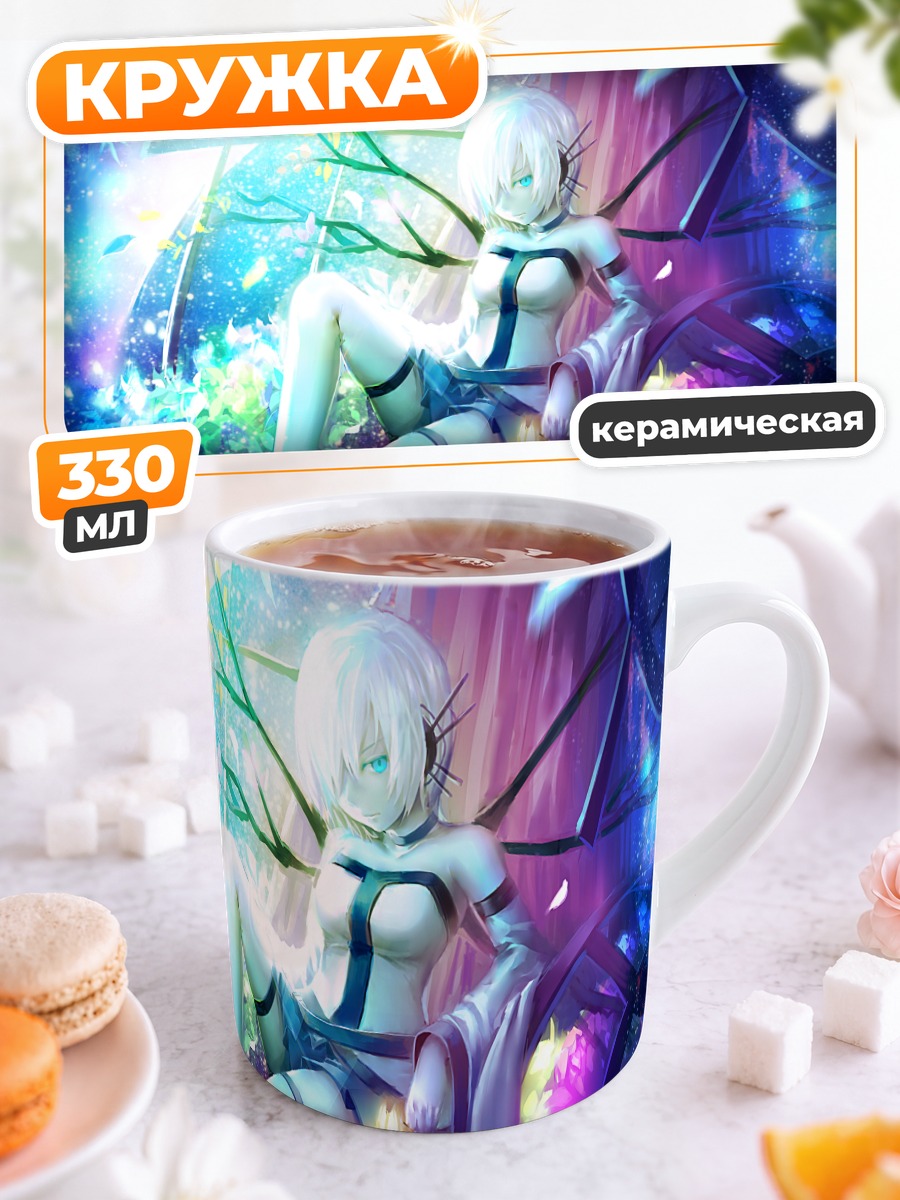 Кружка керамическая Беловолосая девушка в цветах