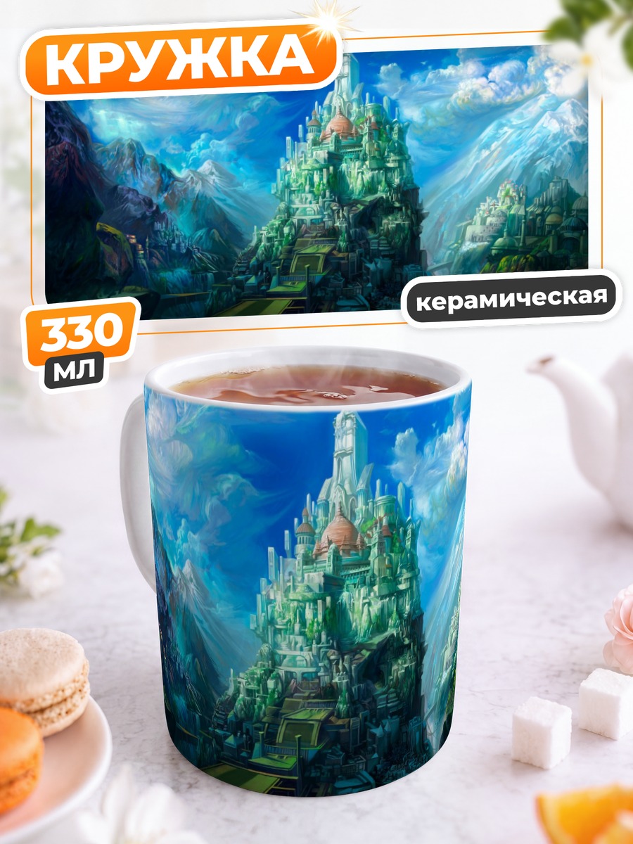 Кружка керамическая Небесный город в горах