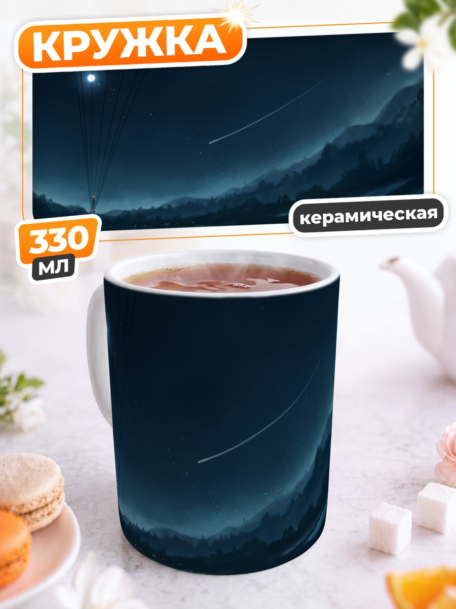 Кружка керамическая Ночная лунная долина
