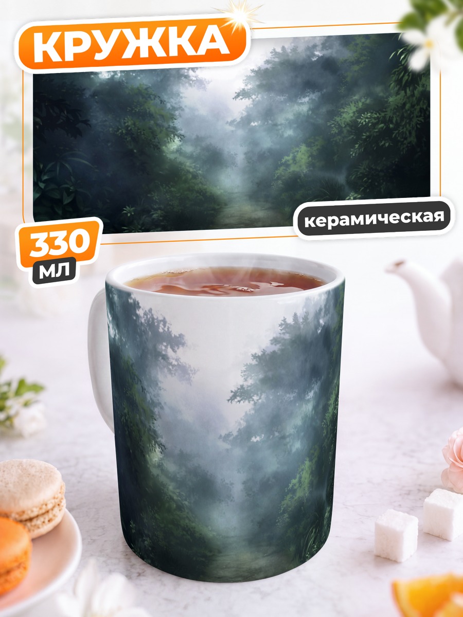 Кружка керамическая Туманный лесной путь