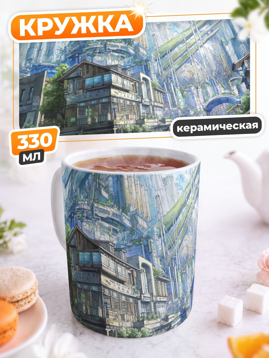 Кружка керамическая Город в облаках