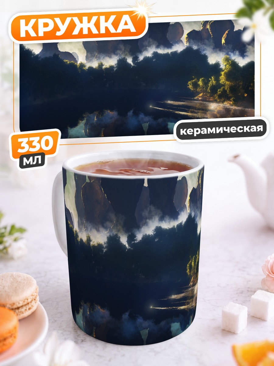 Кружка керамическая Скалы у озера