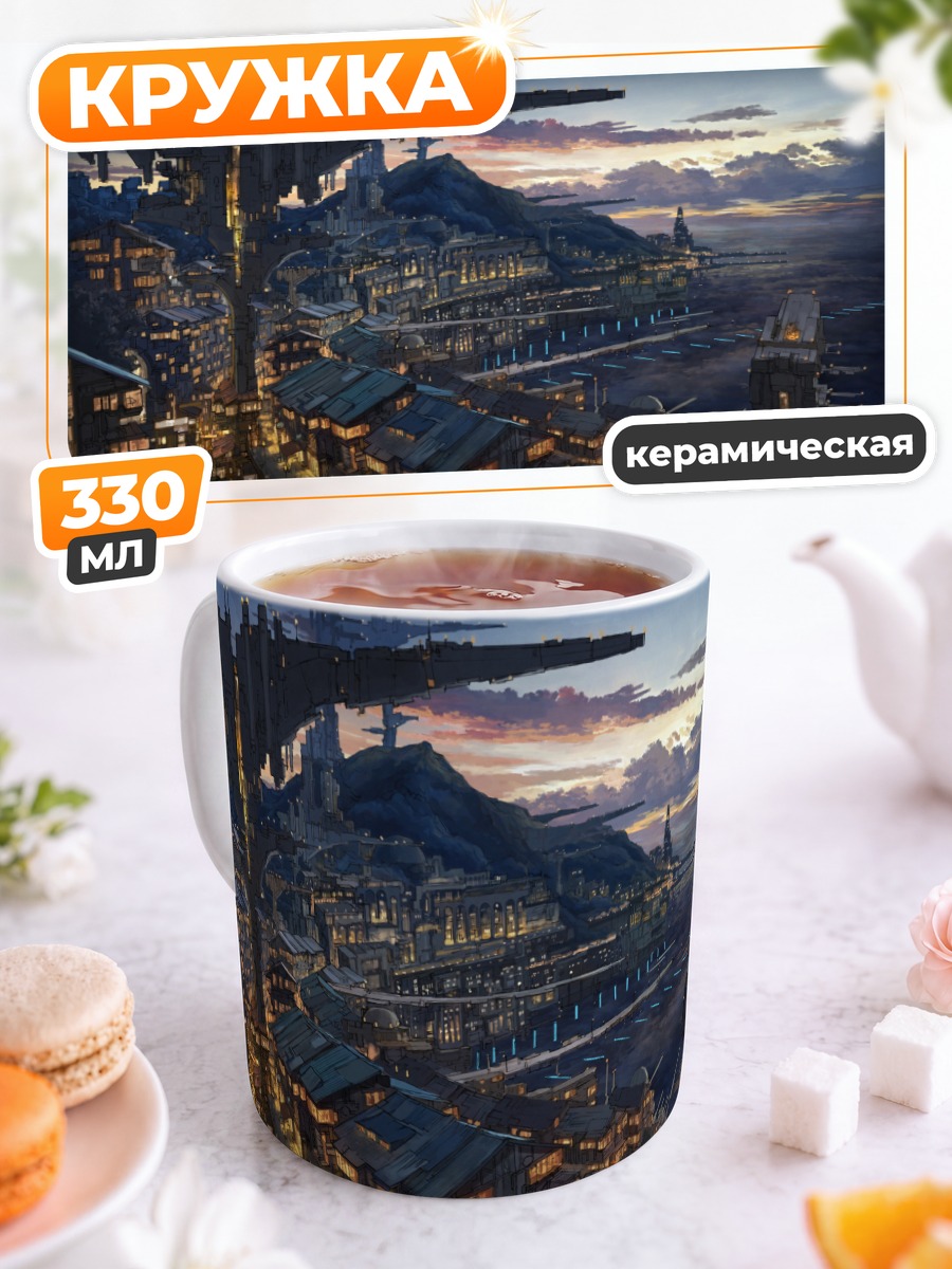 Кружка керамическая Город в облаках