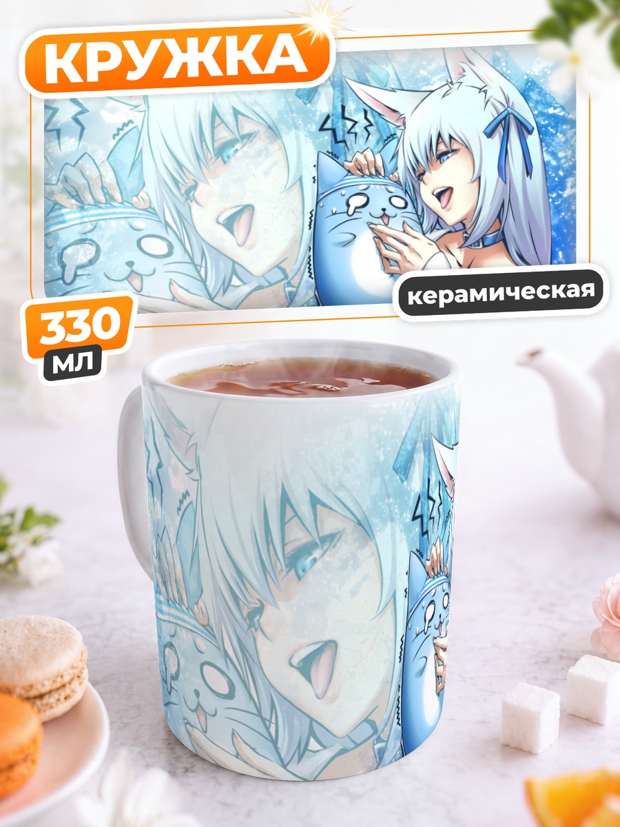 Кружка керамическая Мику Хацунэ с котом