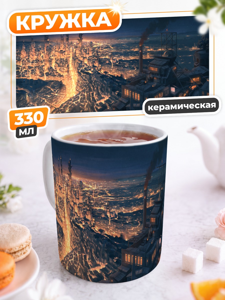 Кружка керамическая Индустриальный ночной город