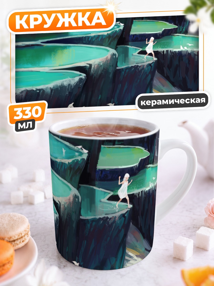 Кружка керамическая Белая птица у воды