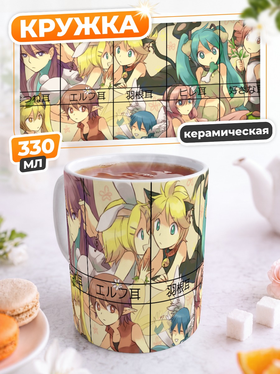 Кружка керамическая Мику Хацунэ и друзья