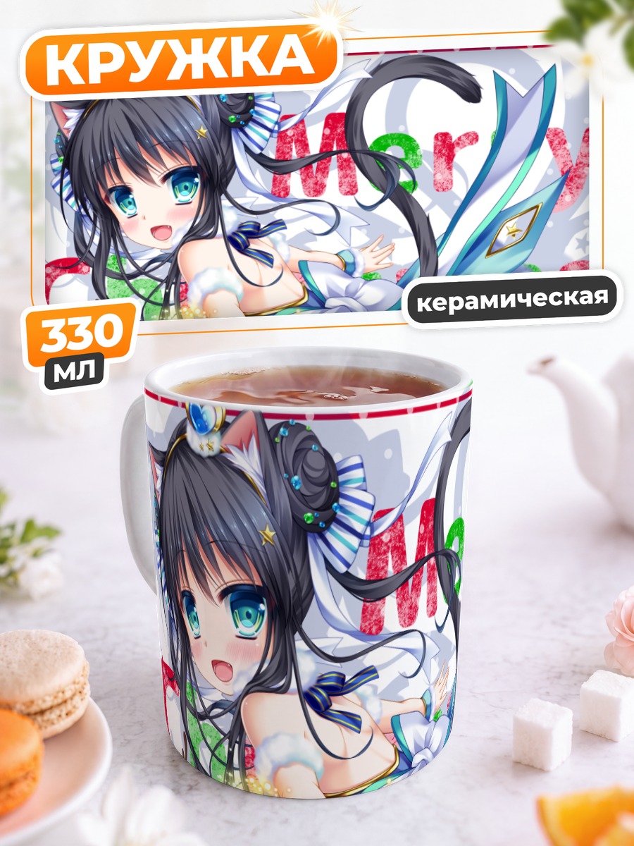 Кружка керамическая Мику Хацунэ кошка
