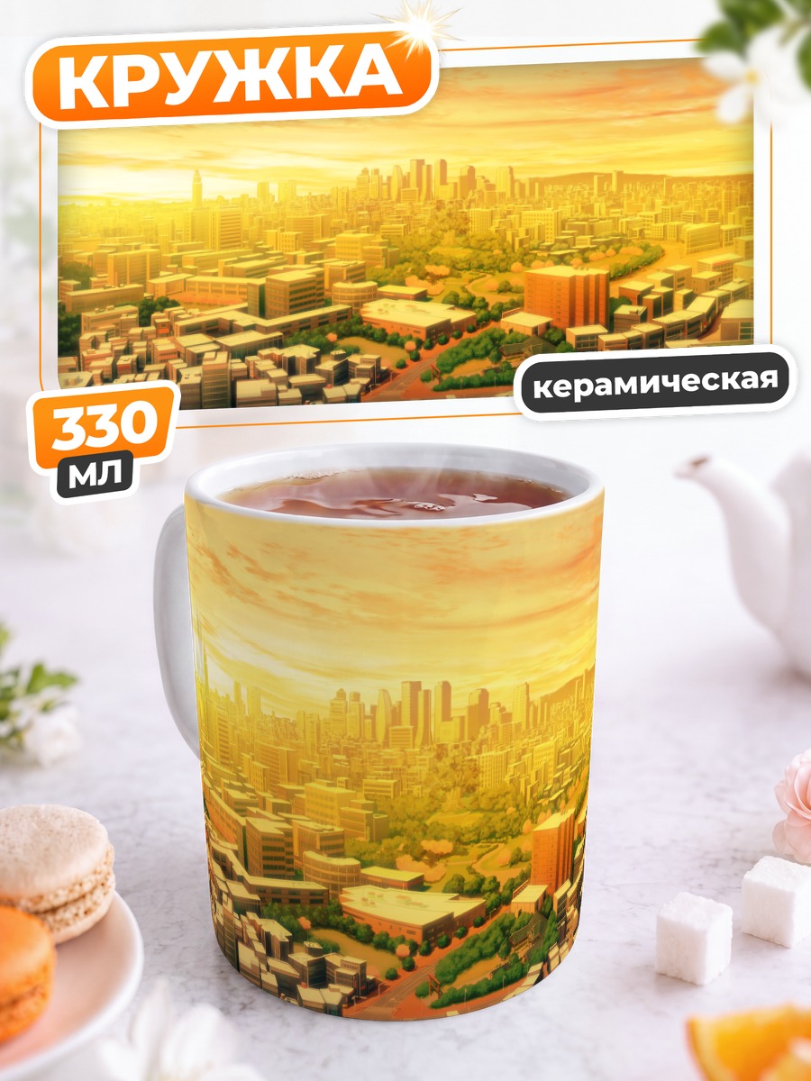 Кружка керамическая Город Lovekami в закате