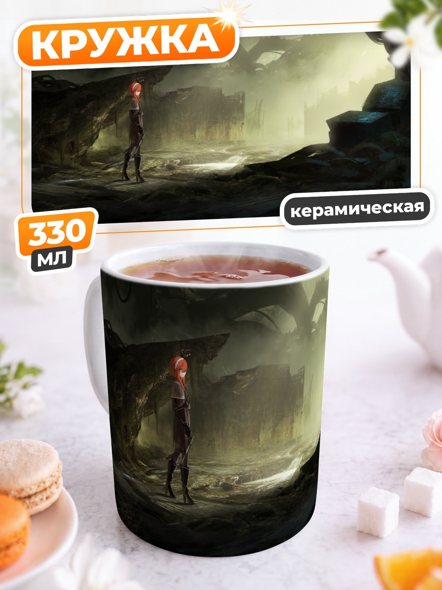 Кружка керамическая Воительница с мечом
