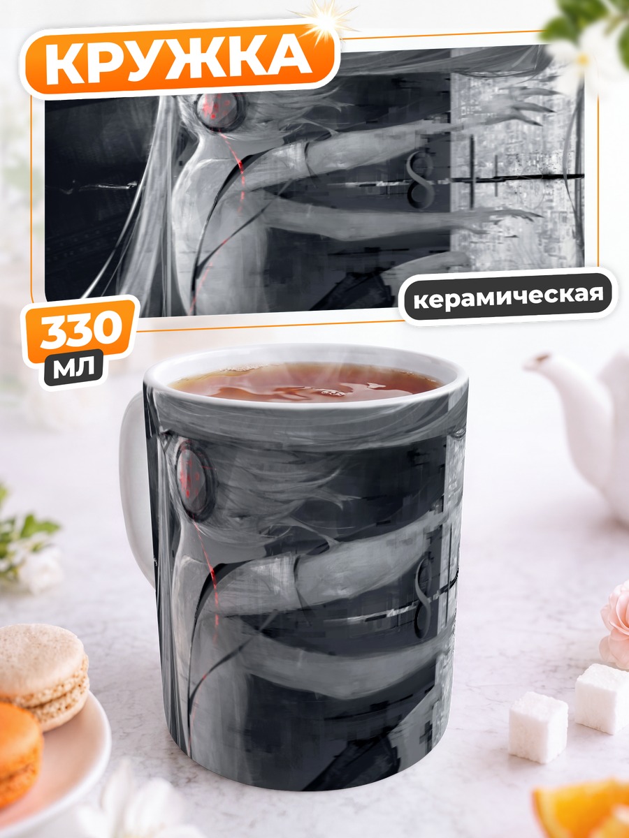 Кружка керамическая Мику Хацунэ в монохроме