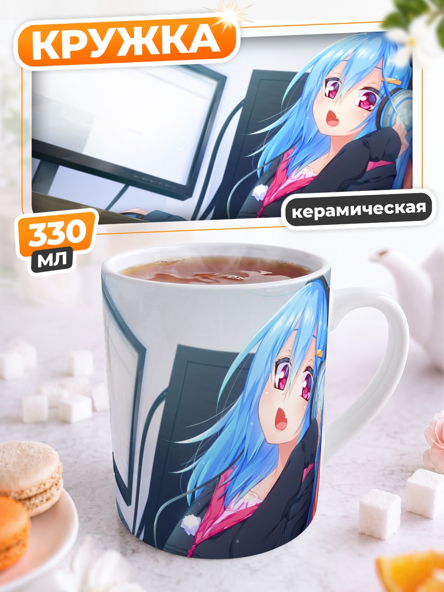 Кружка керамическая Мику Хацунэ в наушниках