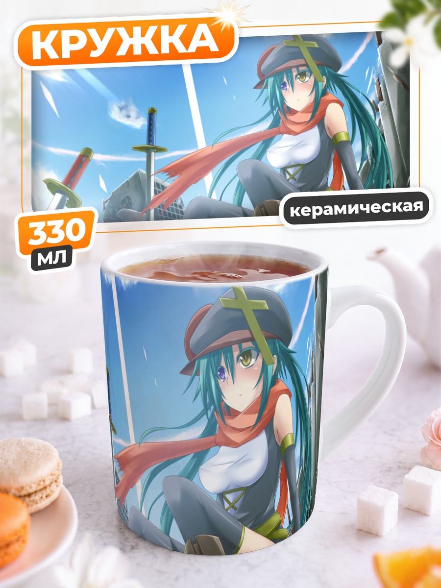 Кружка керамическая Мику Хацунэ с катаной