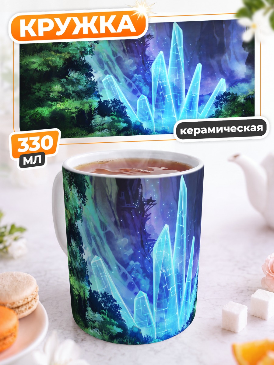 Кружка керамическая Магические кристаллы в лесу