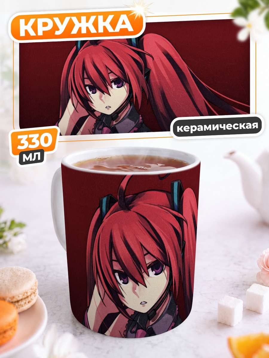 Кружка керамическая Мику Хацунэ в красном
