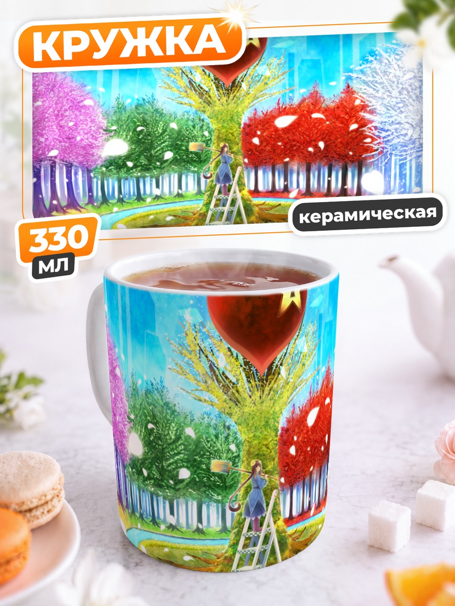 Кружка керамическая Кот в цветах