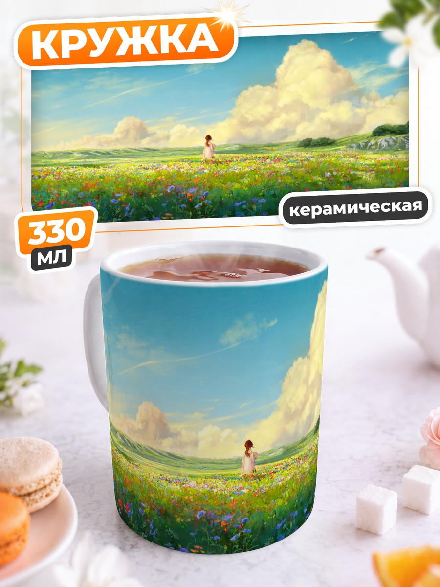 Кружка керамическая Цветущий летний луг