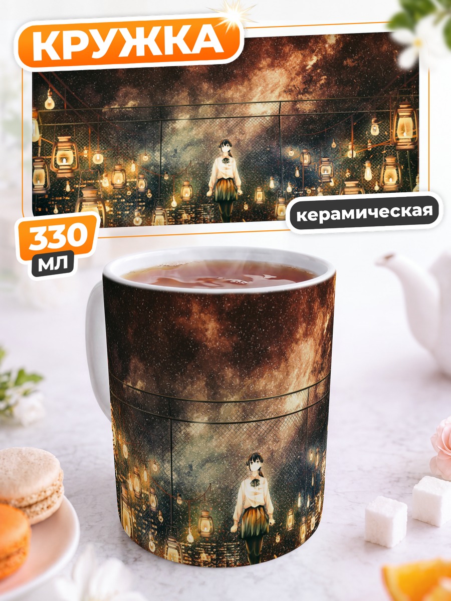 Кружка керамическая Ночной город и звезды