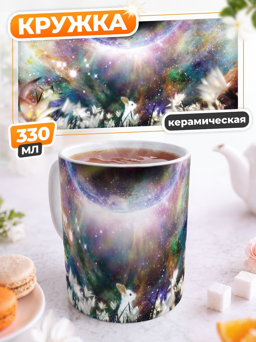 Кружка керамическая Заяц в космосе