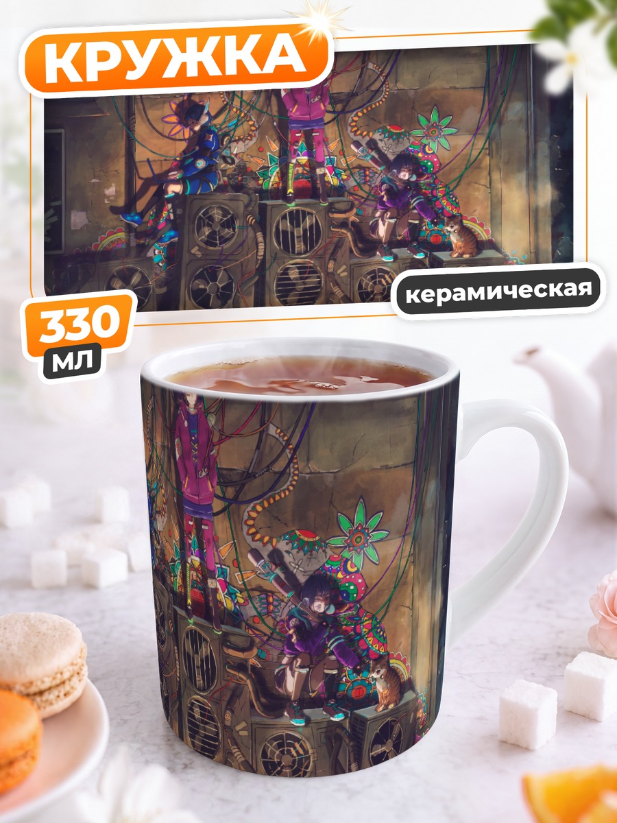 Кружка керамическая Кот в наушниках