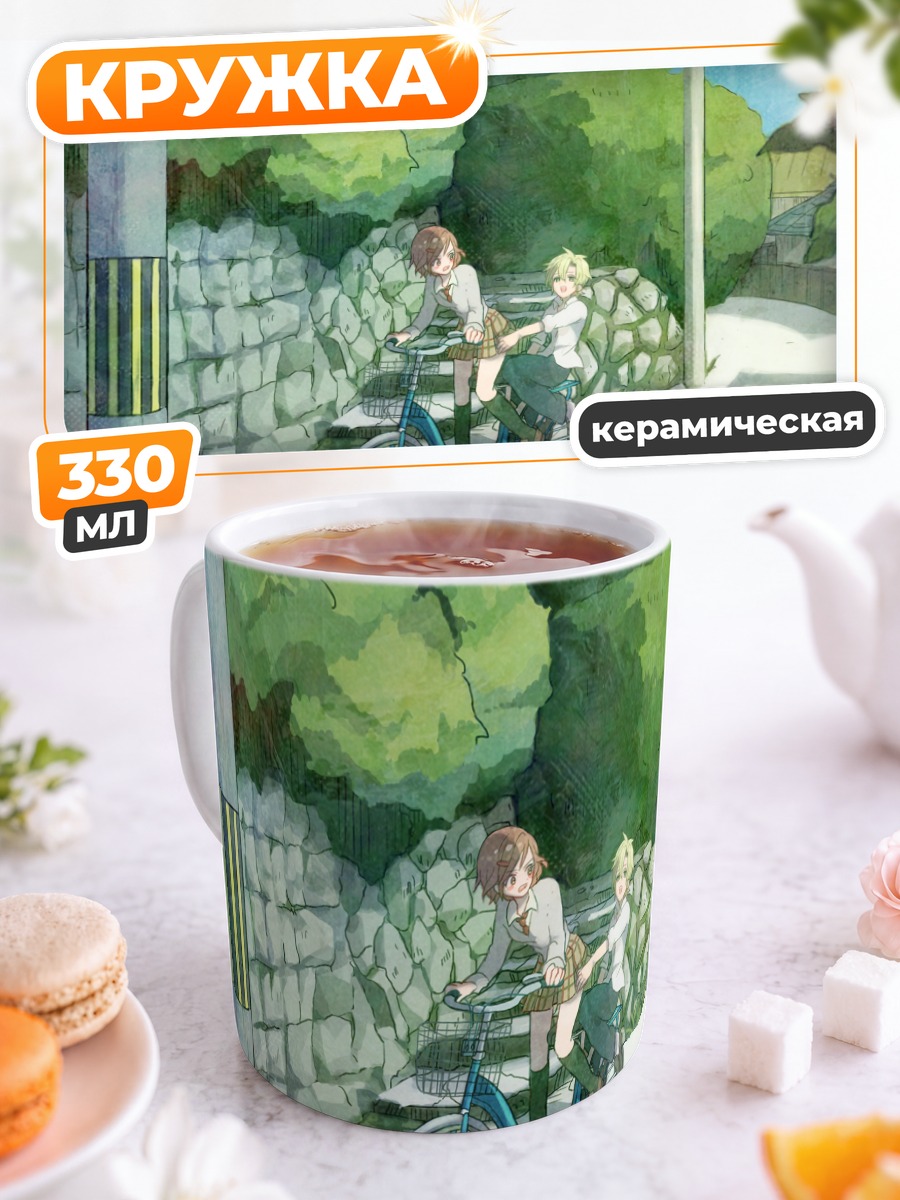 Кружка керамическая Ринго-тян на велосипеде