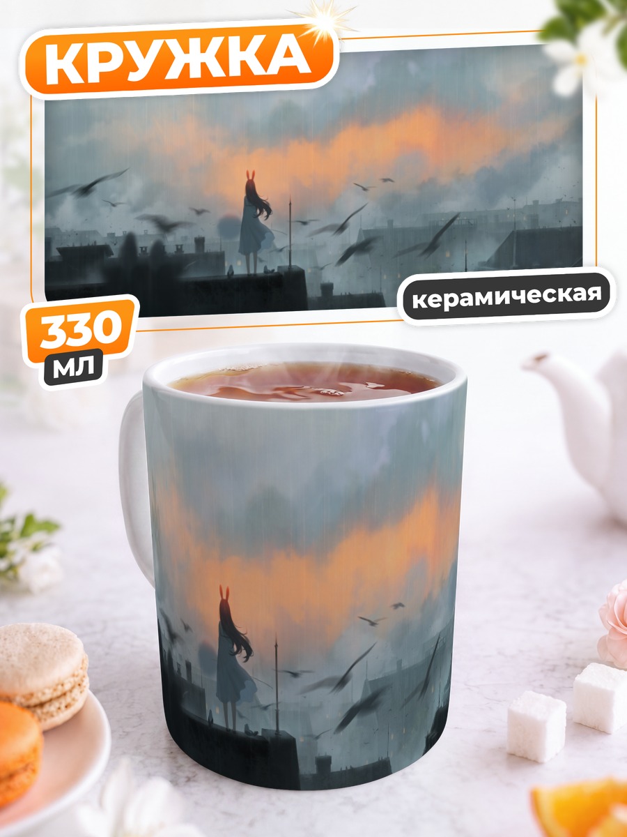 Кружка керамическая Заячиха на крыше