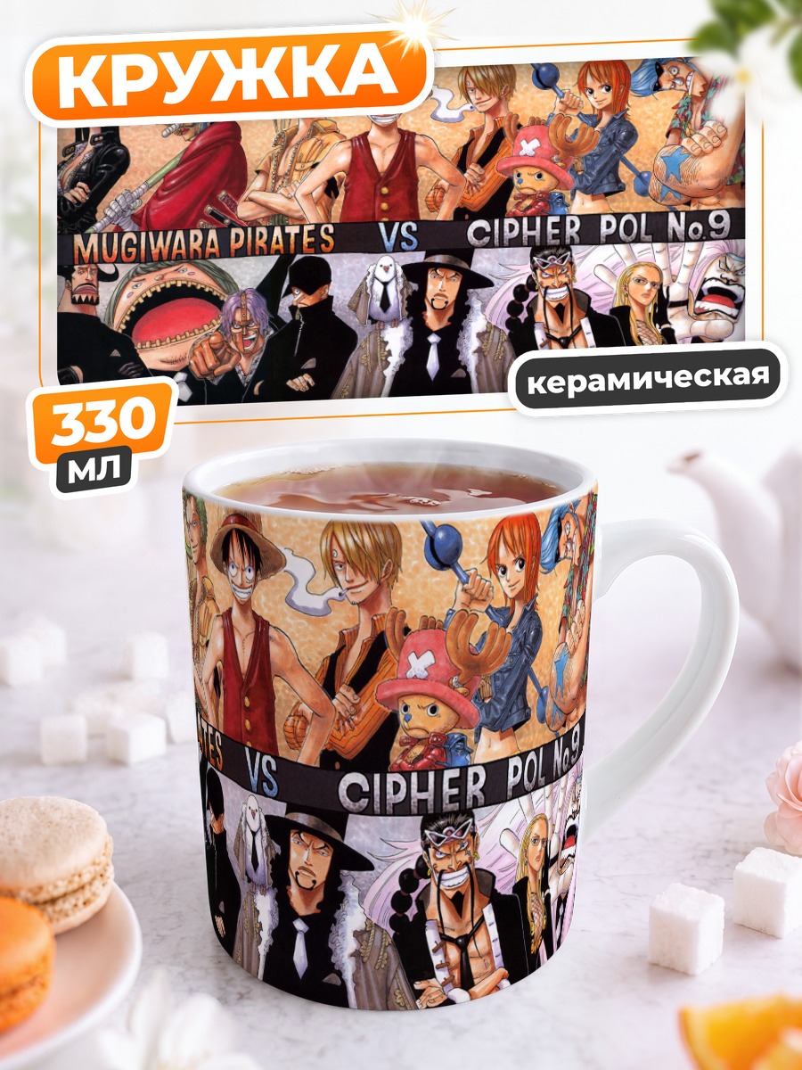 Кружка керамическая Луффи и Пираты Соломенной Шляпы