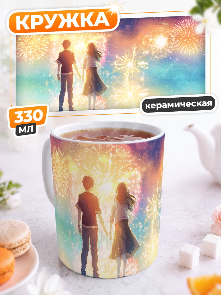 Кружка керамическая Пара под фейерверками