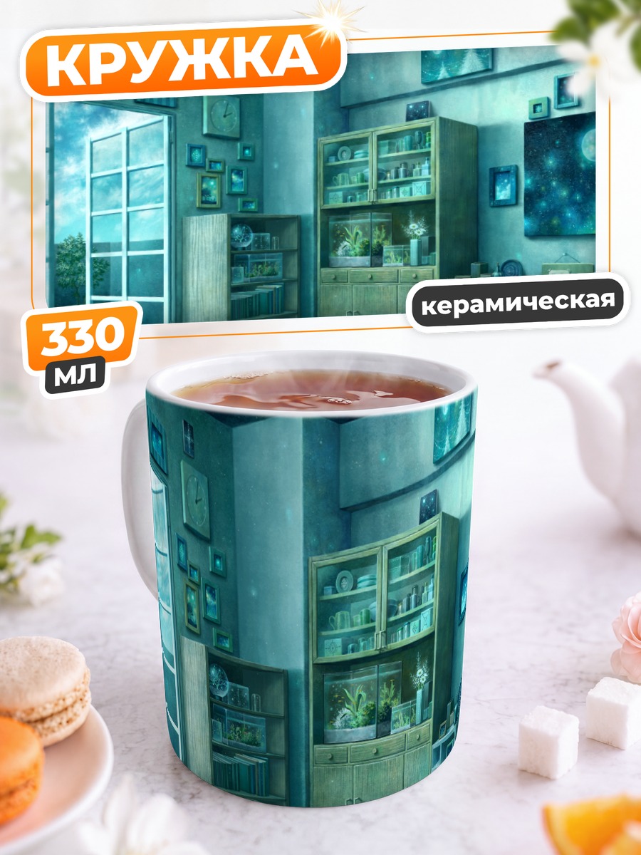 Кружка керамическая Звездная комната с книгами