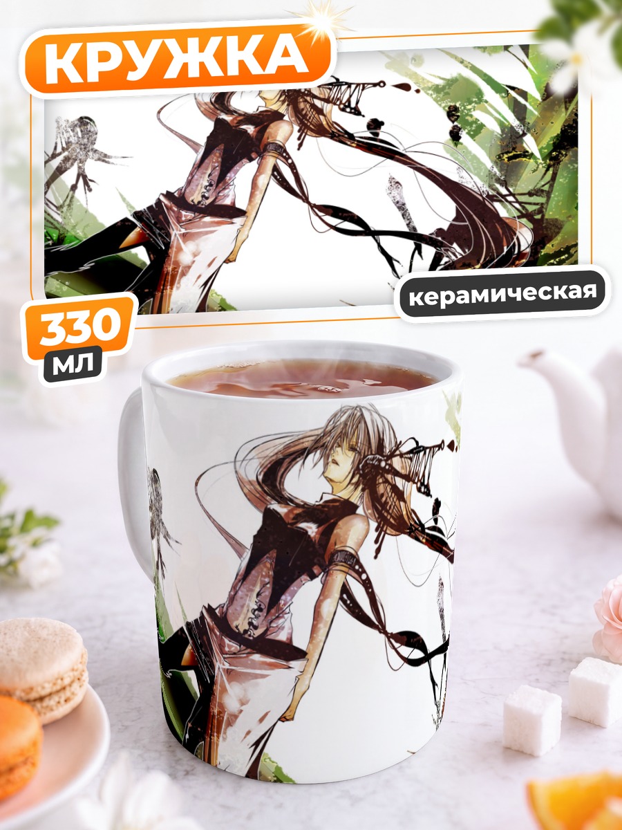 Кружка керамическая Мику Хацунэ в белом