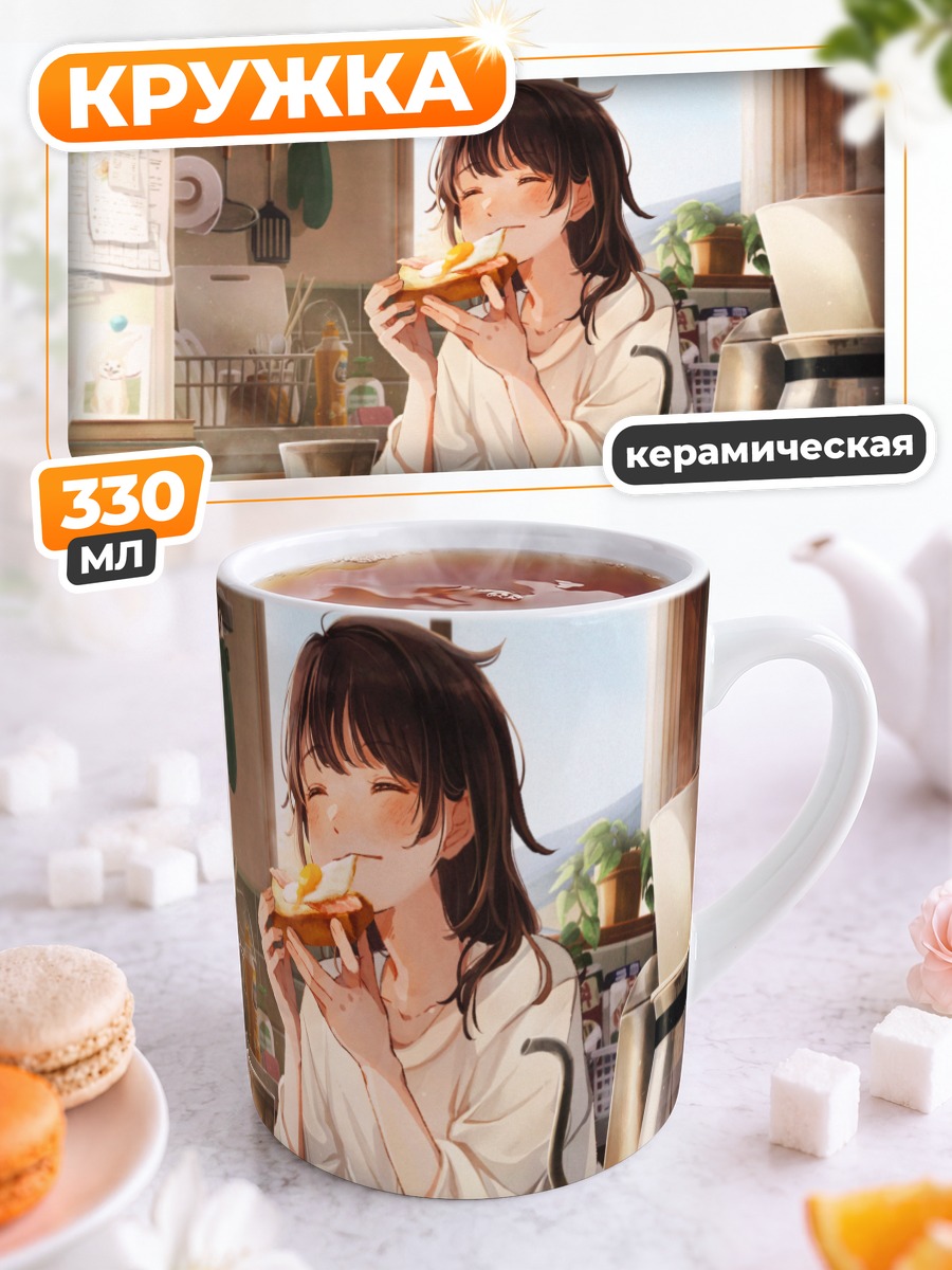 Кружка керамическая Завтрак с книгой