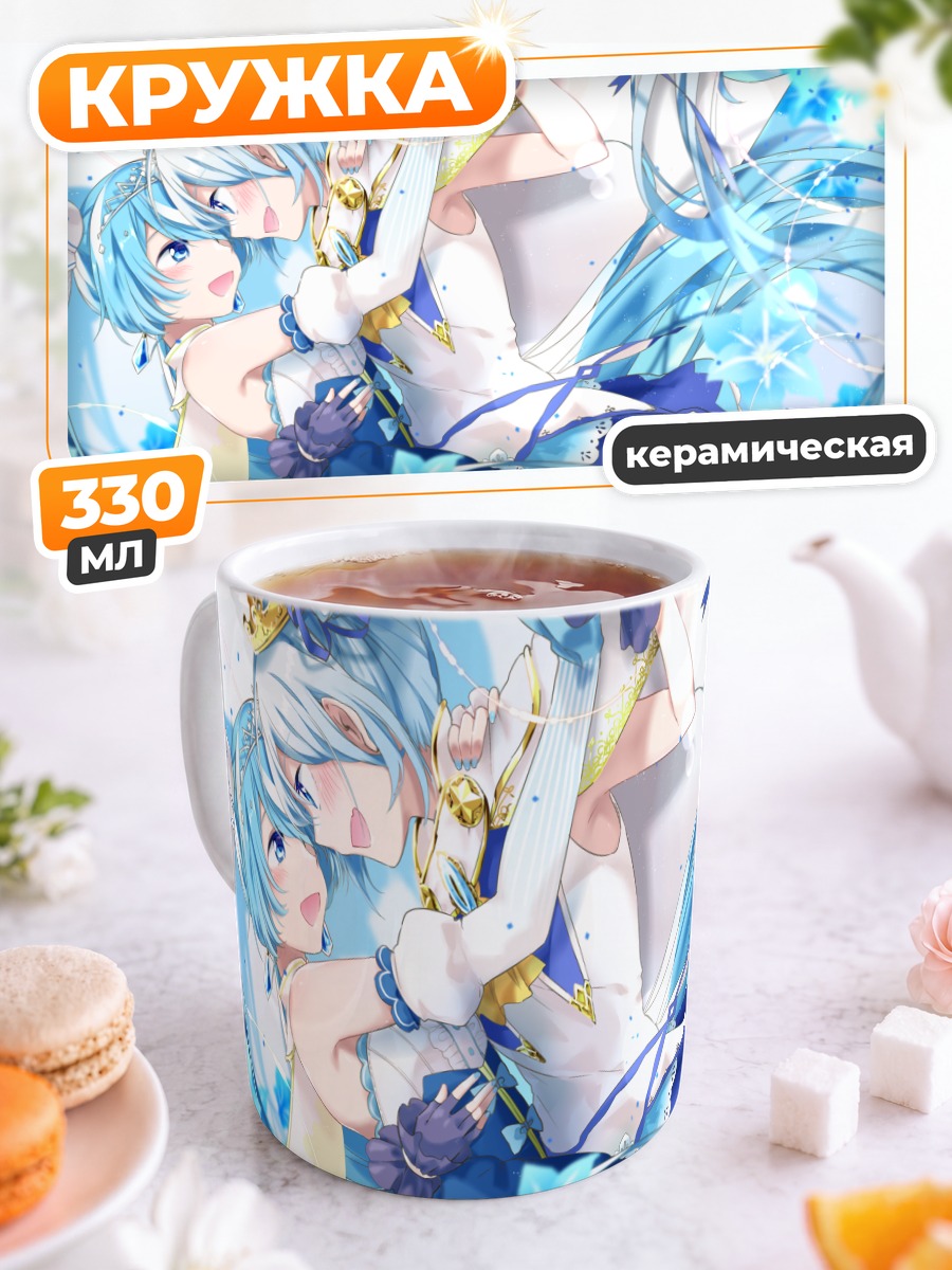 Кружка керамическая Мику Хацунэ в снежинках