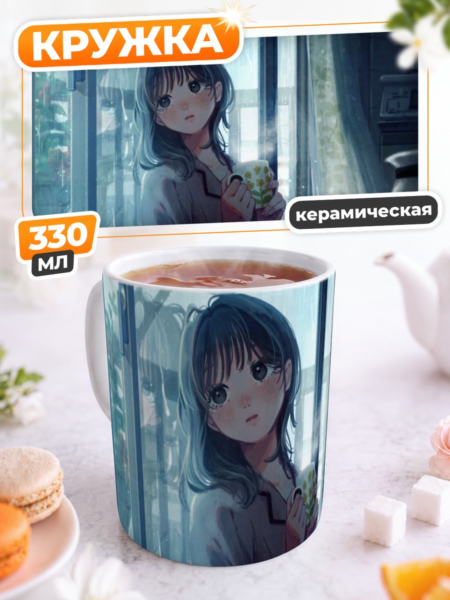 Кружка керамическая Девушка в дождь