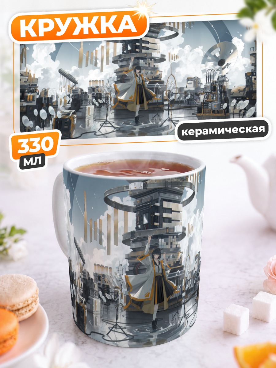 Кружка керамическая Девушка в индустриальном городе