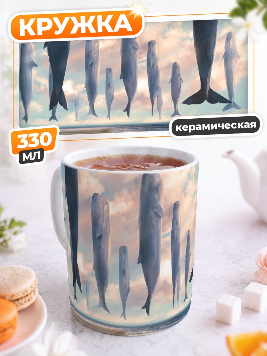 Кружка керамическая Киты в облаках