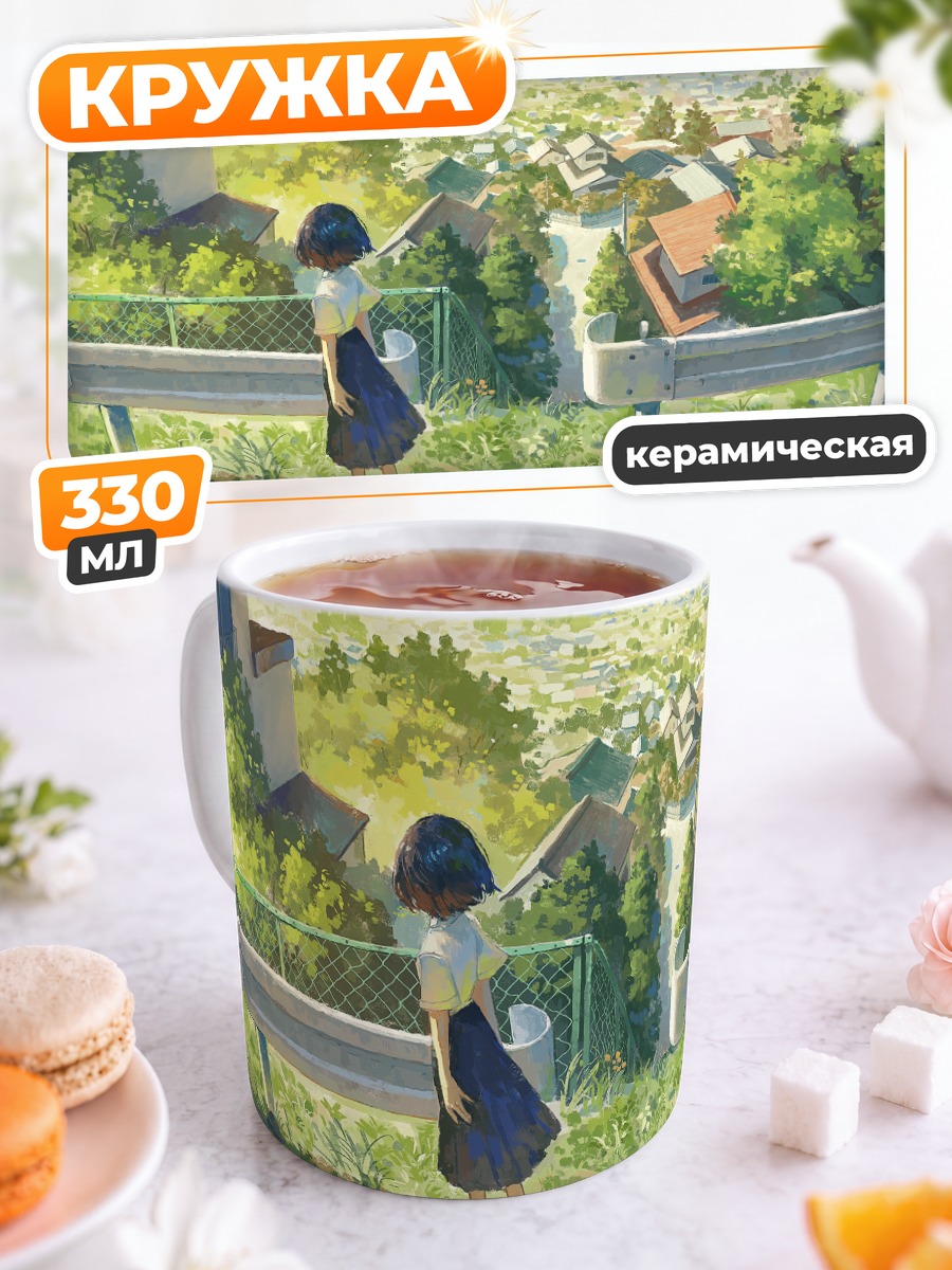 Кружка керамическая Летний город в зелени