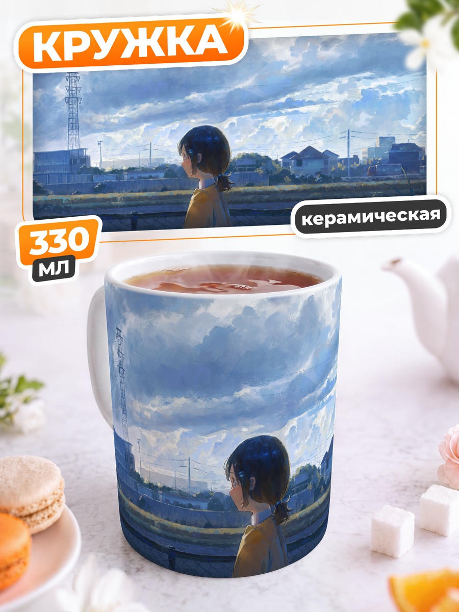 Кружка керамическая Город под облаками
