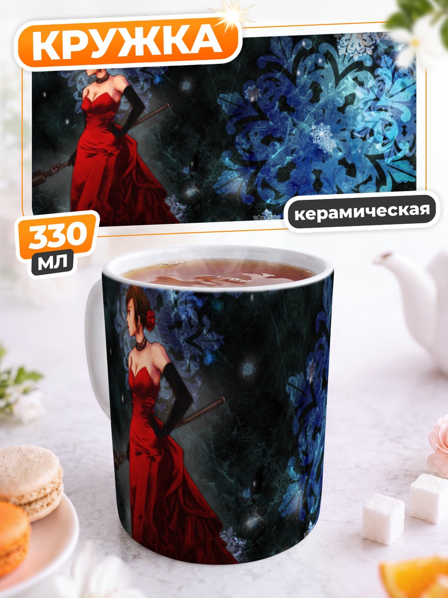 Кружка керамическая Мэйко в снежинках