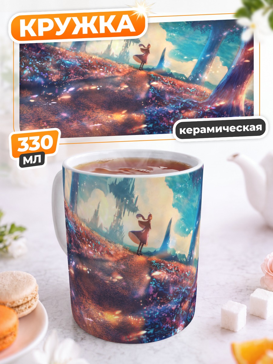 Кружка керамическая Прогулка в цветущем лесу