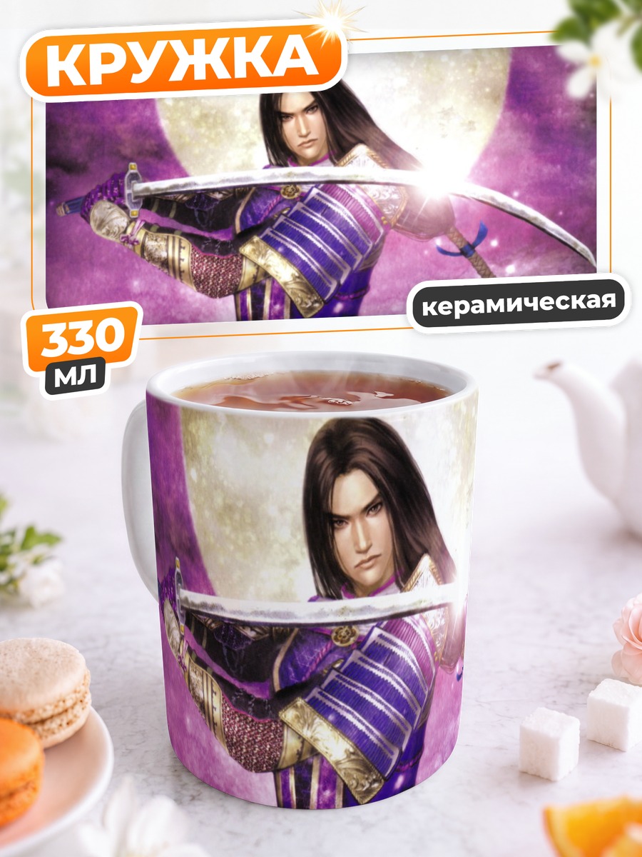 Кружка керамическая Мицухидэ Акэти с катаной