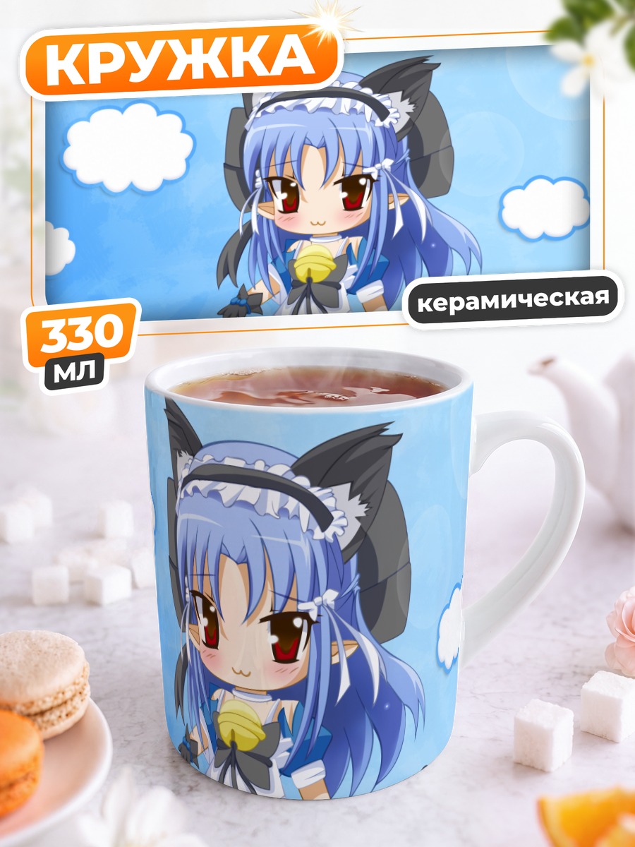 Кружка керамическая Кошкодевочка с колокольчиком