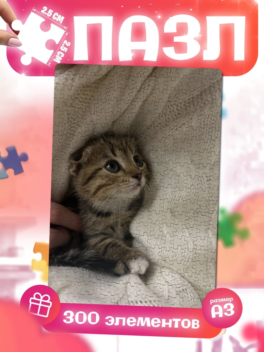 Пазлы Котёнок в пледе