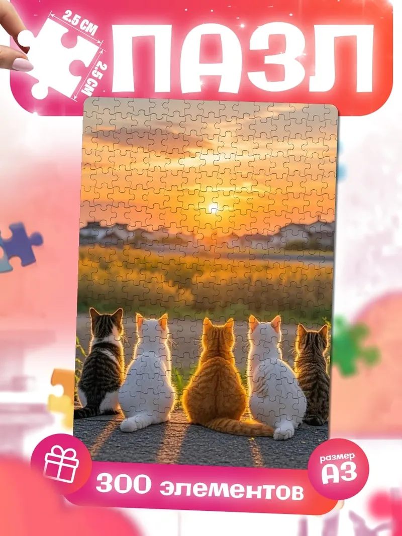 Пазлы Коты на закате