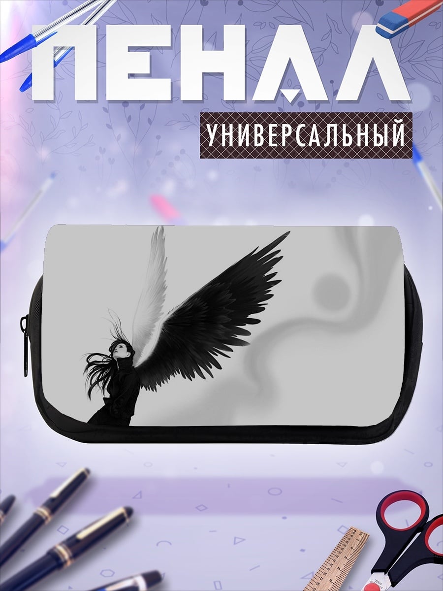 Пенал-косметичка ангел черно белый